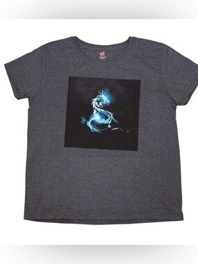 Hanes Tagless Blue Dragon
Graphic Tee Shirt Women's Medium Gray Fantasy Art NWOT
